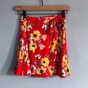 Floral Print Wrap Skirt